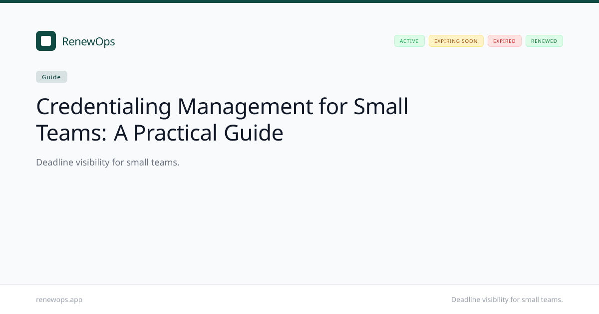 Credentialing Management for Small Teams: A Practical Guide | RenewOps