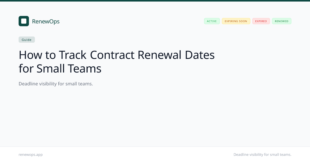 How to Track Contract Renewal Dates for Small Teams | RenewOps
