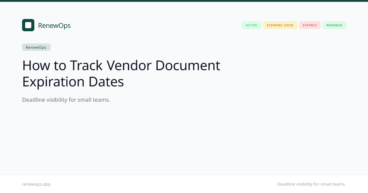 How to Track Vendor Document Expiration Dates | RenewOps