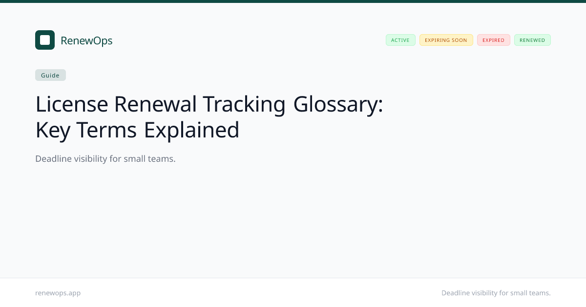 License Renewal Tracking Glossary: Key Terms Explained | RenewOps